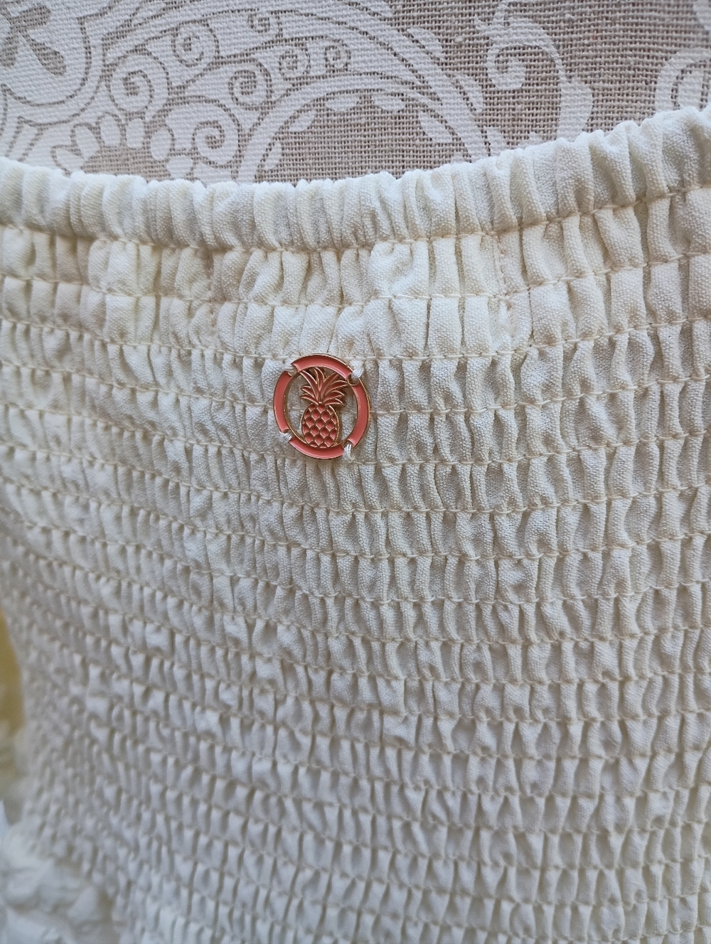 Simply Southern vory Textured Puff-Sleeve Maxi Bubble Dress Sz S - Picture 4 of 6